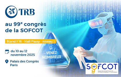Congrès SOFCOT 2025, stand TRB, Paris.